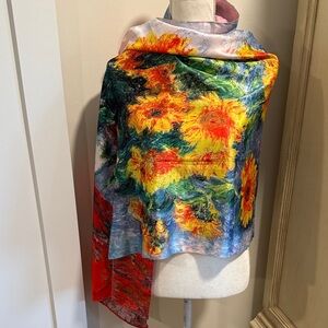 Floral Print Scarf with Vibrant Colors